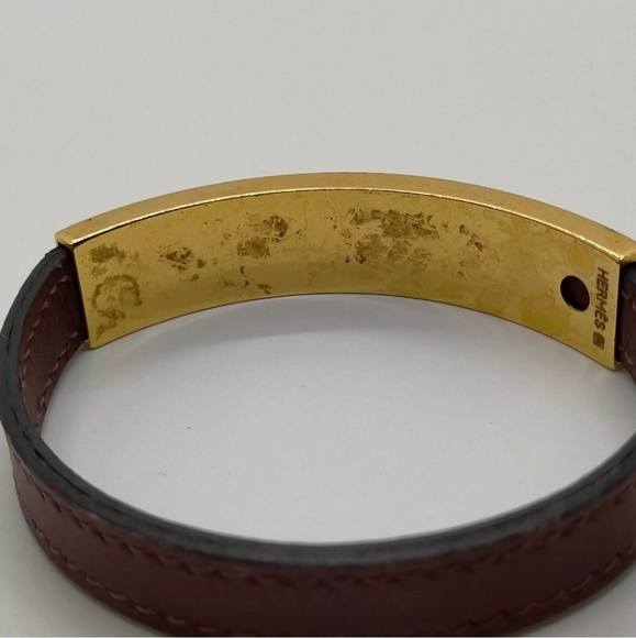 HERMES BRACELET BORDEAUX/GOLD - Picture 5 of 12